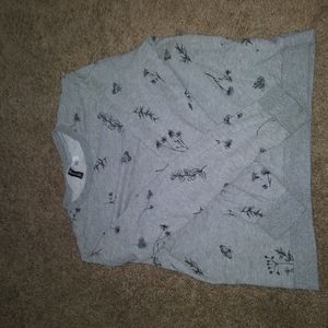 Gray and black greenery print long sleeve